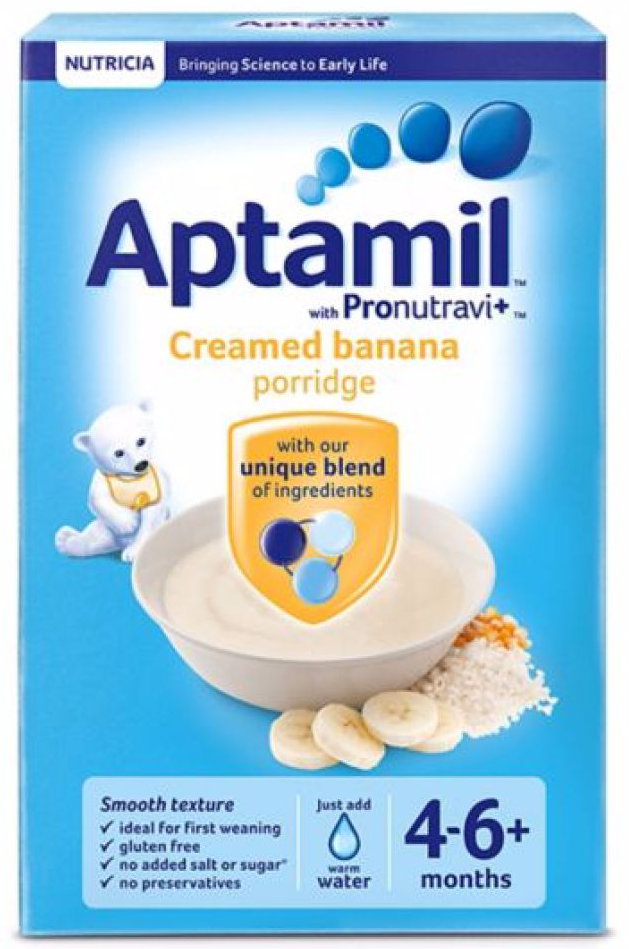 Aptamil Creamed Banana Porridge Cereal 4-6 Months 125 g