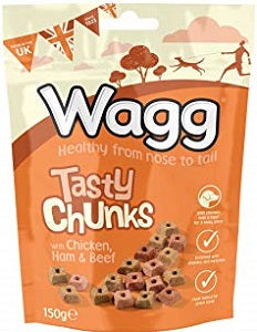 Wagg Tasty Chunks With Chicken, Ham & Beef 150 g