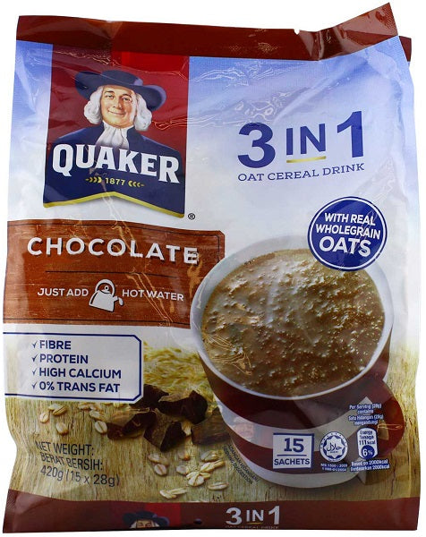 Quaker Oats 3 in 1 Chocolate Wholegrain 420 g