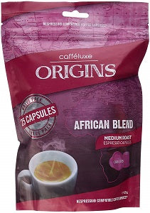 Caffeluxe Origins African Blend Espresso Capsules Medium Roast 125 g x25