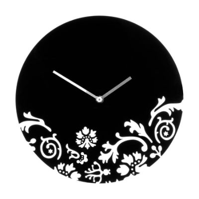 Premier Wall Clock Dia Floral Swirl Acrylic - Black 30 cm