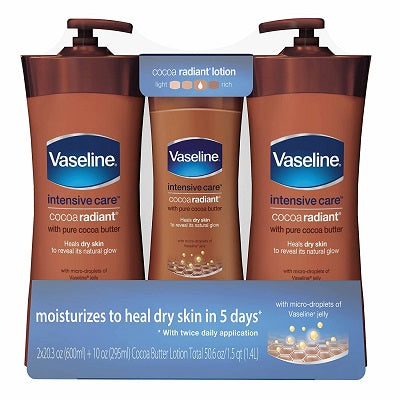 Vaseline Intensive Care Cocoa Radiant With Pure Cocoa Butter 600 ml x2 + 295 ml