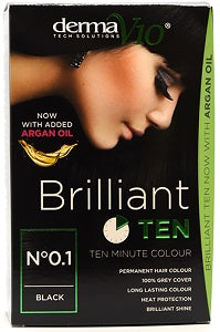 Derma V10 Brilliant Ten Minute Permanent Hair Colour With Argan Oil Black No. 0.1