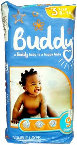 Buddy Double Layer Diapers Size 3 8-14 kg x9