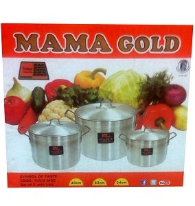 Tower Mama Gold Pot Set With Lid 20, 22 & 24 cm