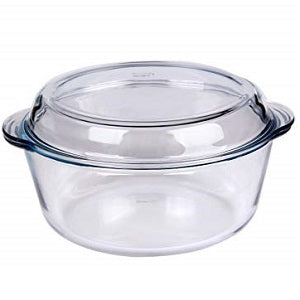 JH Glassware Round Casserole With Lid Large