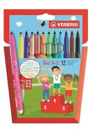 Stabilo Trio A-Z Fibre-Tip Pens 378/1-12-01 x12