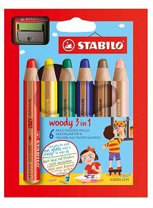 Stabilo Woody 3 in 1 Multi-Talented Pencils x6