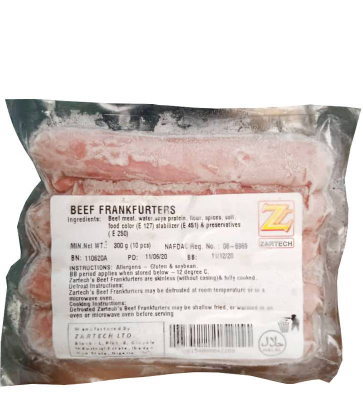 Zartech Beef Frankfurters 300 g x10