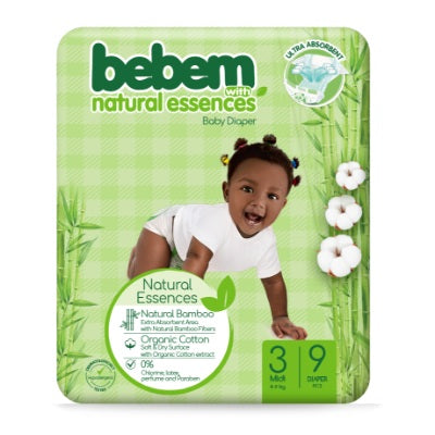 Bebem Natural Essences Baby Diaper Size 3 Midi 4-9 kg x9