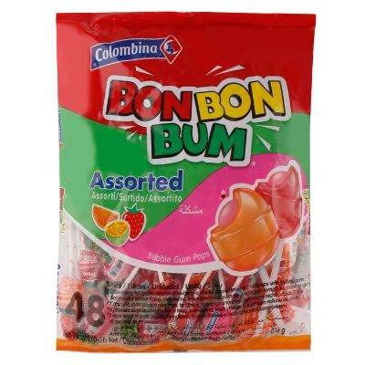 Colombina Bubble Gum Pops Assorted 816 g x48