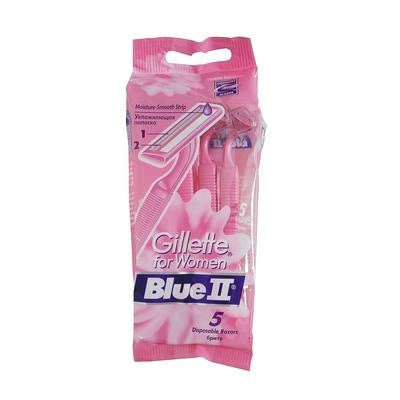 Gillette Blue II LubaStrip With Lubricant Razors For Women x5