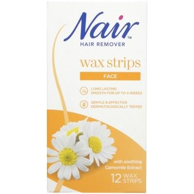 Nair Camomile Extract Wax Strips Hair Remover For Face Sensitive Skin x12