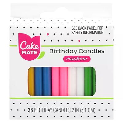 Cake Mate Birthday Candles Rainbow 5.1 cm x36