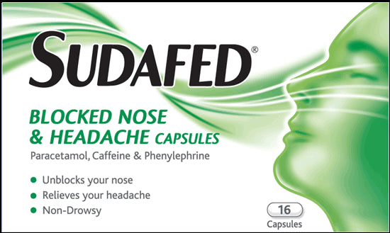 Sudafed Blocked Nose & Headache 16 Capsules