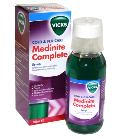 Vicks Cold & Flu Care Medinite Complete Syrup 180 ml