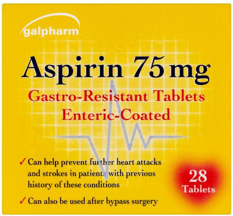 Aspirin Enteric Coated 75 mg 28 Tablets