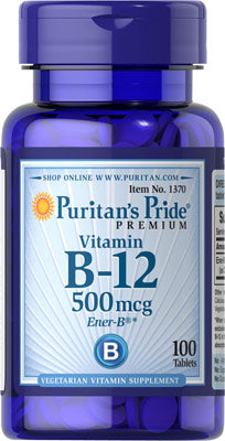 Puritan's Pride Vitamin B12 500 mcg 100 Tablets