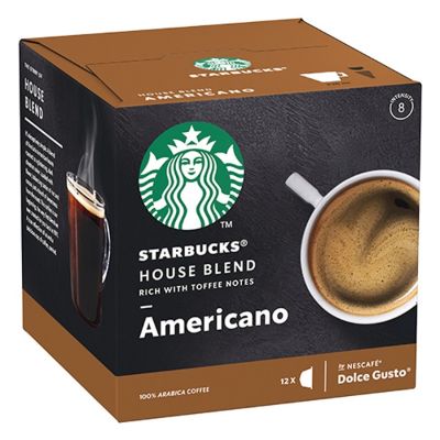 Starbucks Americano House Blend Compatible With Nescafe Dolce Gusto x6 Milk, x6 Coffee Capsules