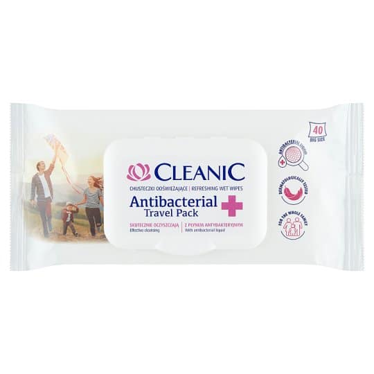 Cleanic Anti Bacterial Travel Pack Wet Wipes x40