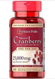 Puritan's Pride Natural Cranberry 25000 mg 60 Capsules