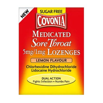 Covonia Medicated Sore Throat Lozenges Lemon x36