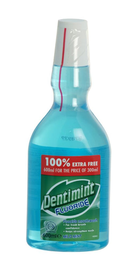 Dentimint Mouthwash Fluoride Mild Mint 600 ml