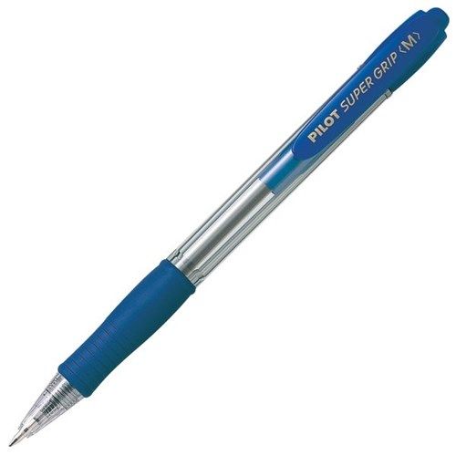 Pilot Super Grip Retractable Ball Point Pen - Med Blue