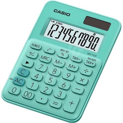 Casio Solar/Battery Calculator - 10 Digits - Yellow Green