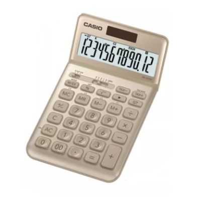 Casio Tilt Display Solar/Battery Calculator - 12 Digits - Gold