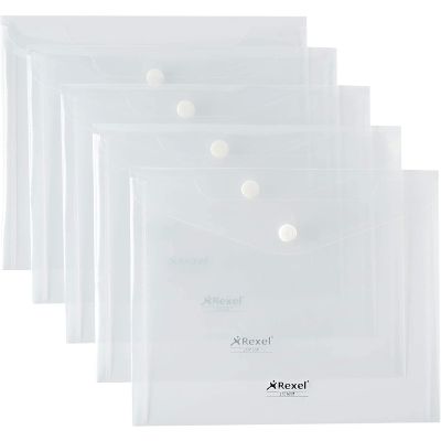 Rexel Ice A3 Popper Wallet - Clear x5