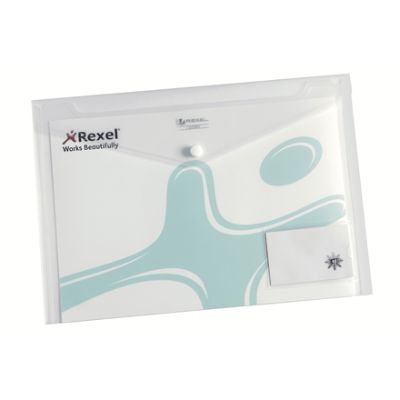 Rexel Ice A4 Popper Wallet ID Pocket - Clear x5