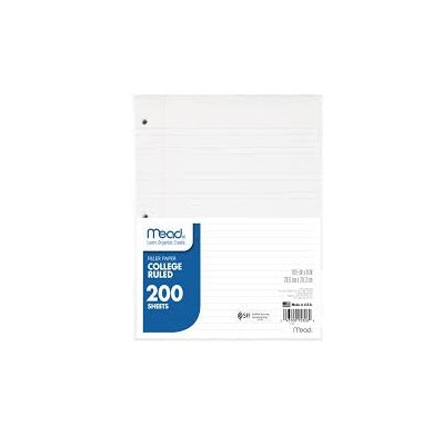 Mead College Ruled Filler Paper 11 x 8.5 Inches 200 Sheets