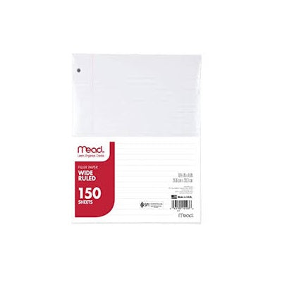 Mead Filler Paper Wide Ruled 10 x 8.5 Inches - 150 Sheets