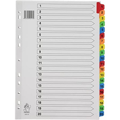 Rexel Mylar A4 Index 1-20 - White Colour