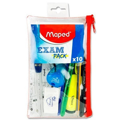 Maped Exam Pack x10 + Transparent Pencil Case