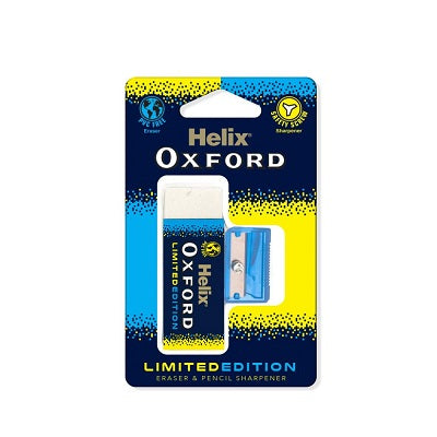 Helix Oxford Clash Eraser & Pencil Sharpener - Blue