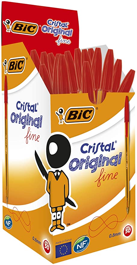 Bic Cristal Ultra Fine Pen - Red x50