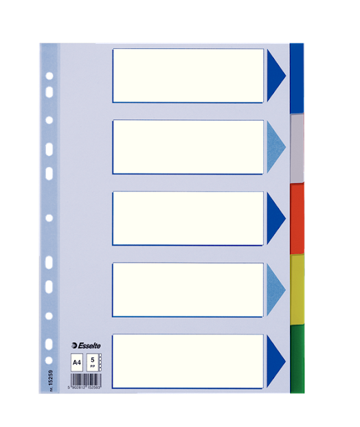 Esselte Divider A4 Polypropelene 5 Tabs