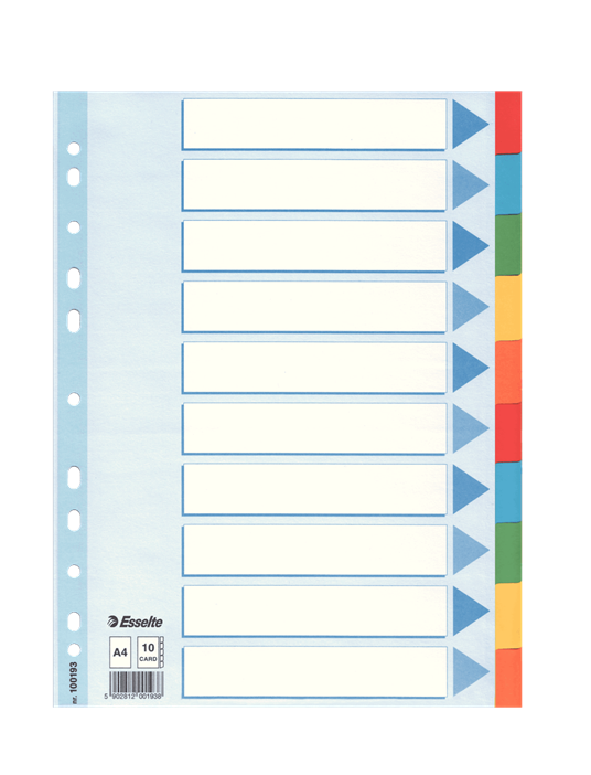 Esselte Divider A4 Polypropolene 10 Tabs