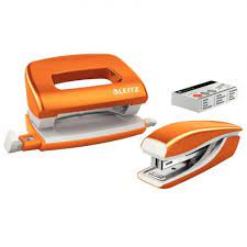 Leitz Mini Stapler + Punch - Orange