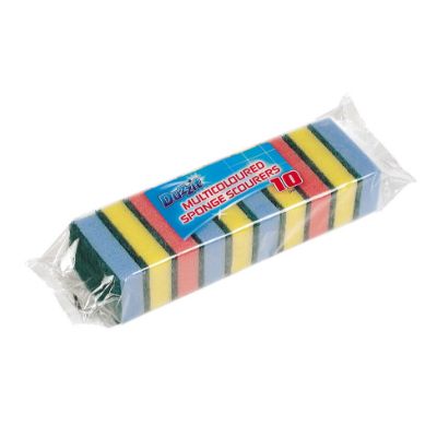 Duzzit Multi-Coloured Sponge Scourers x10