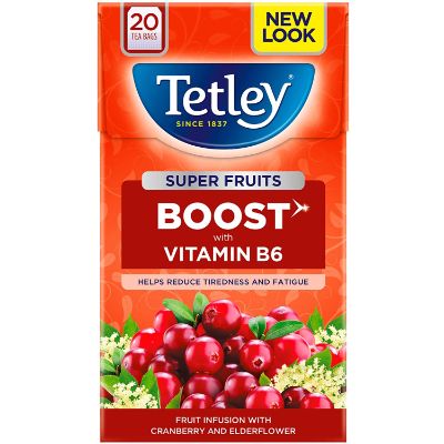 Tetley Boost Super Fruits Tea Cranberry & Elderflower 40 g x20