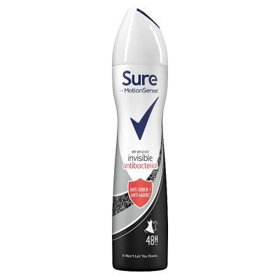 Sure Anti Perspirant Deodorant Spray Motion Sense Invisible Anti Bacterial 250 ml