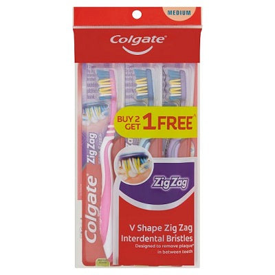 Colgate Toothbrush V-Shape Zig Zag Medium 2+1 Free