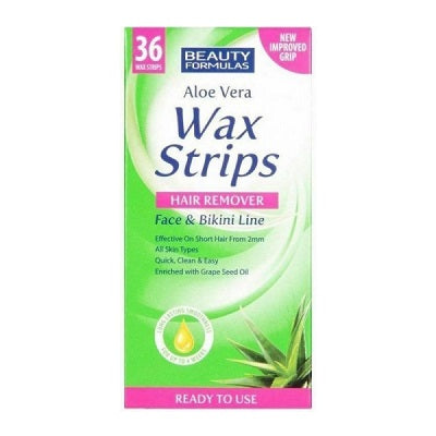 Beauty Formulas Wax Strips Hair Remover Aloe Vera Face & Bikini Line x36