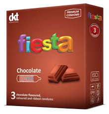 Fiesta Flavoured, Coloured & Ribbed Premium Condoms Chocolate x3