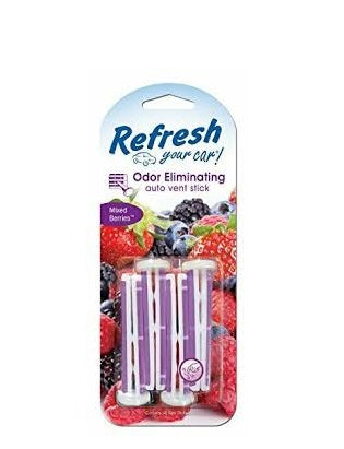 Refresh Car Air Freshener Vent Sticks Mixed Berries x4