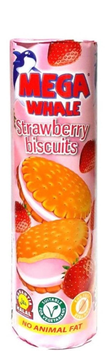 Mega Whale Cream Strawberry Biscuits 500 g