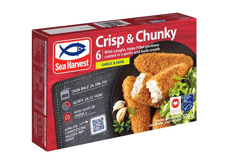 Sea Harvest Crisp & Chunky Hake Fillet Garlic & Herb 500 g